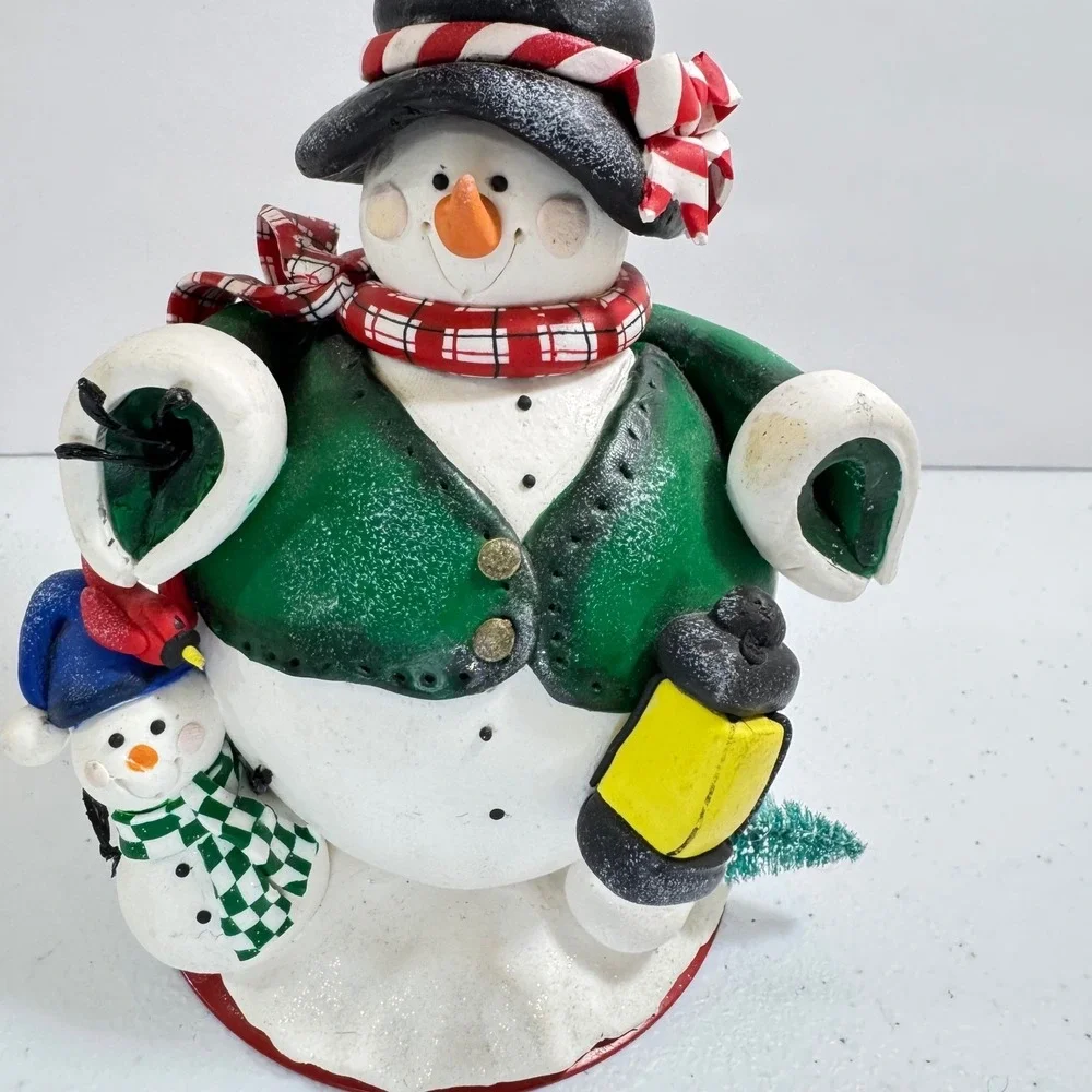 Cute Snowman Candle Holder with Little Snowman Friend Lantern‎ Christmas Decor